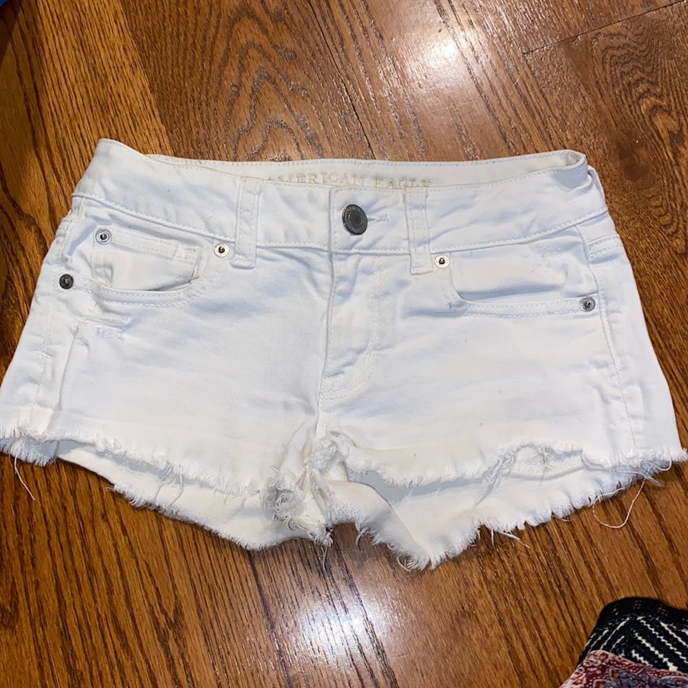White jean shorts